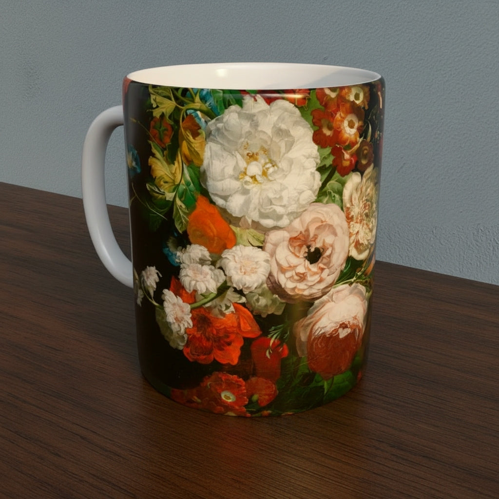 Still Life with Flowers (Ruysch) -  Fine Art Ceramic Mug - Various Colours