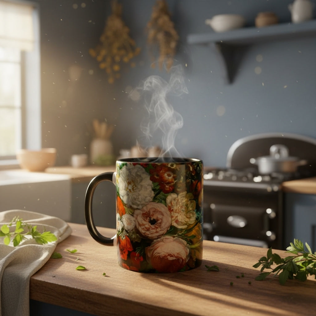 Still Life with Flowers (Ruysch) -  Fine Art Ceramic Mug - Various Colours